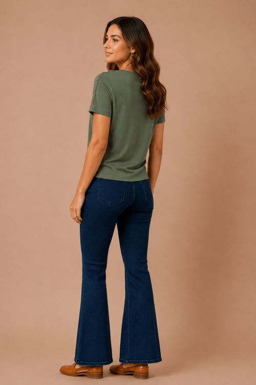 Calca flare demim JEANS ESCURO1